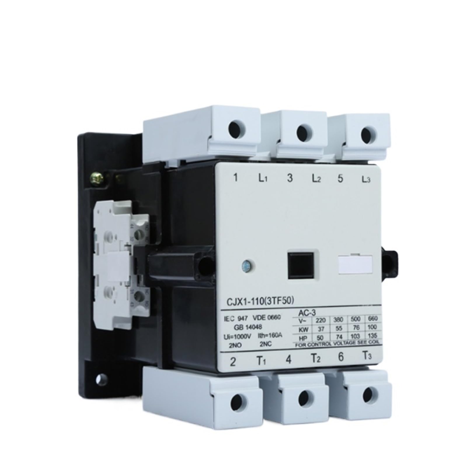 Contacteur electromagnetique CJX1-110A commutation triphasee 220V