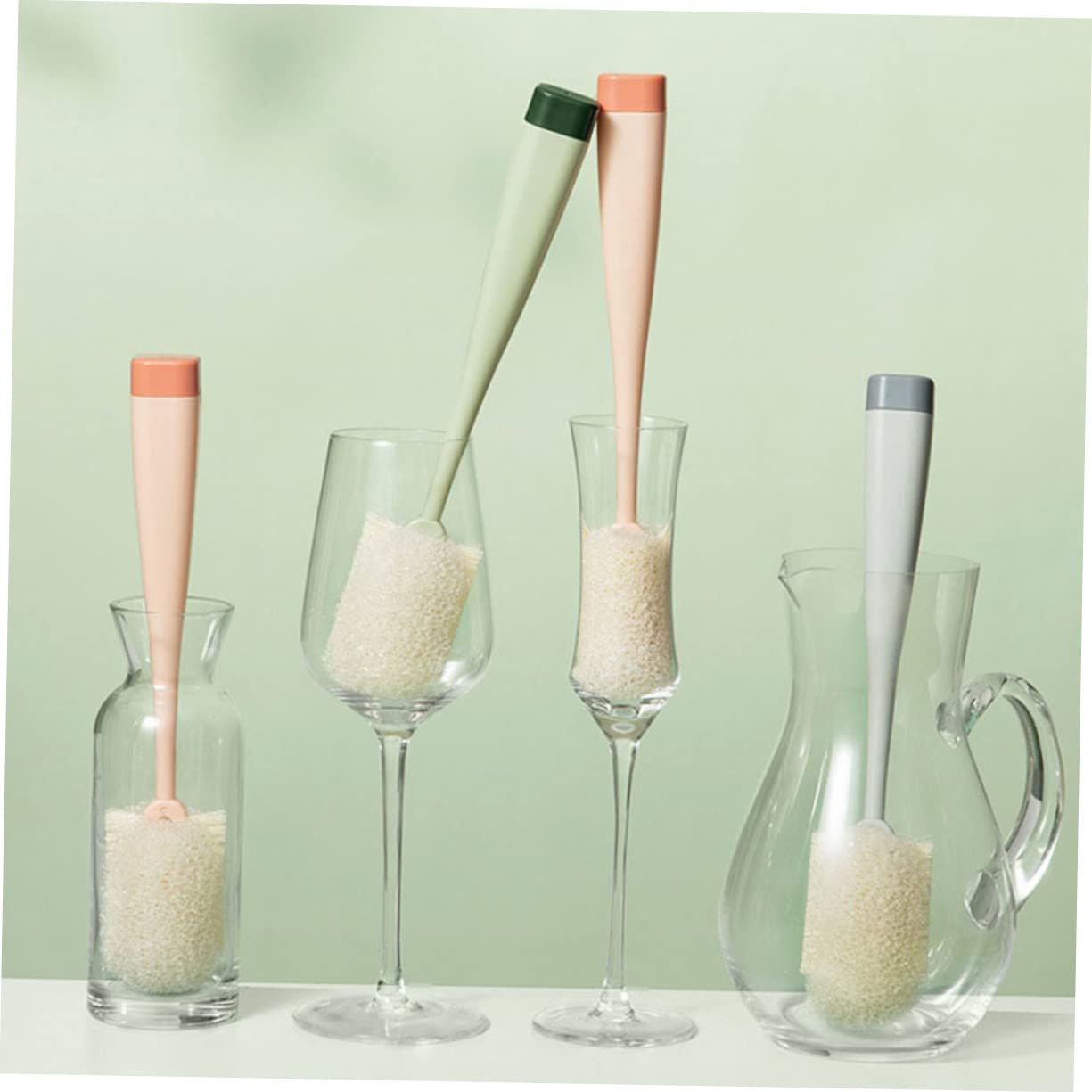 Didiseaon 3pcs Sponge Brush with Handle Dish Scrub Brush Cup Cleaner Bottle Scrub Brush Bottle Sponge Brush for Cleaning Mug Brush Bottle Brush Cleaner Bottle Cleaner Brush Plastic