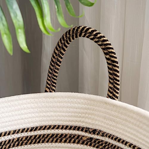 Image of Woven Rope Laundry Hamper Basket, Baby Nursery Hamper For Blanket Storage, Clothes Hamper For Laundry In Bedroom,Hall ( Tall (72L) (16 inchX16 inchX22 inch),(Camel Mix))