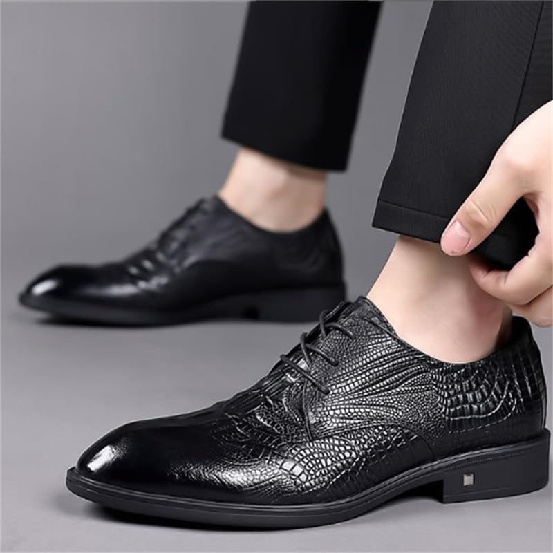 Men's Leather Shoes Business Casual Shoes Commuting Shoes Lace-up Design Breathable Insole Soft Oxford Dress Shoes(D,7.5)2