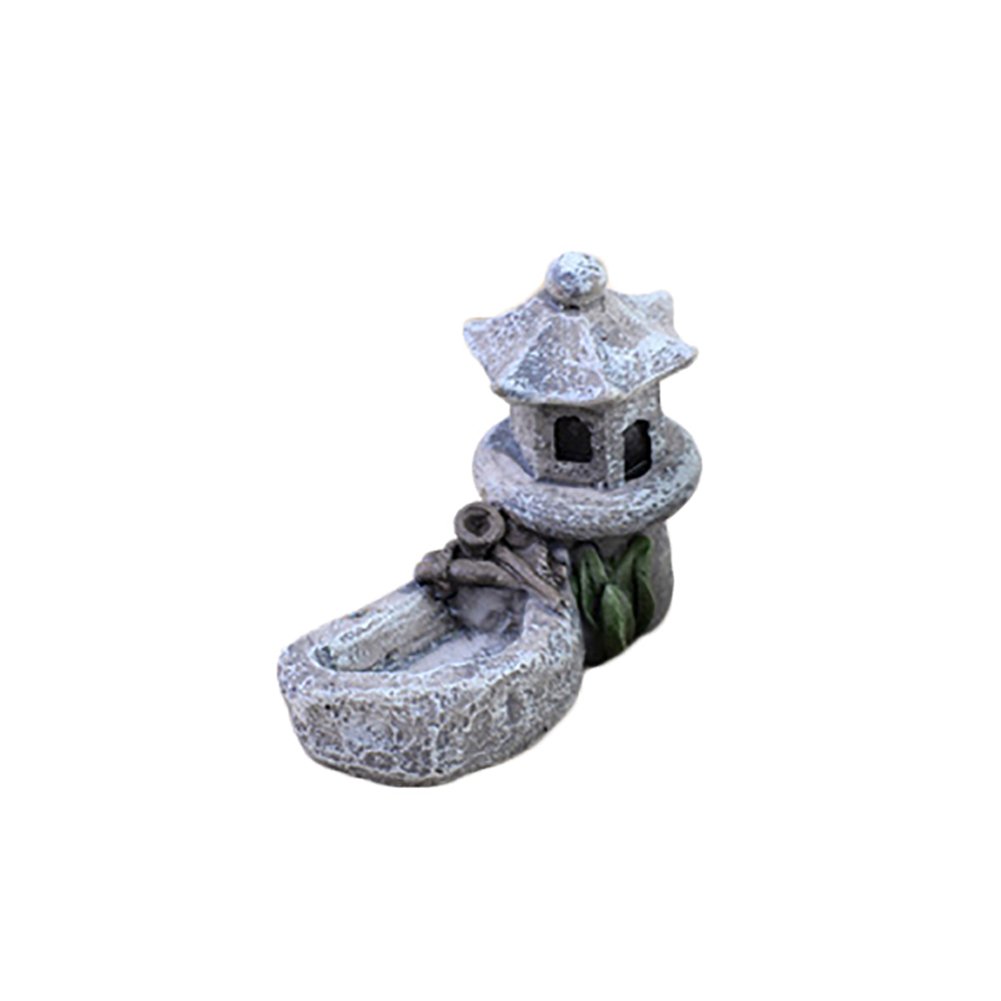 Huhuswwbin Mini Pool Tower Miniature Landscape DIY Ornament Garden Decoration Resin - Grey - Best Indoor Outdoor Decorations