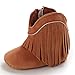Meckior Baby Girls Cowboy Tassel Boots Side Zipper Moccasins Soft Bottom Non-Slip Toddler Shoes