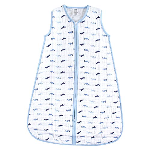 Image of Luvable Friends Unisex Baby Sleeveless Muslin Cotton Sleeping Bag, Sack, Blanket, Airplanes Muslin, 12-18 Months