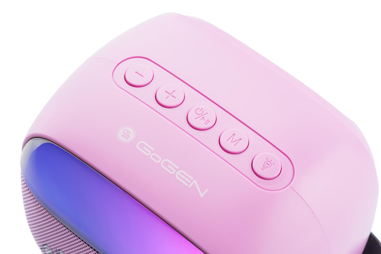 GOGEN Party Kids - Altoparlante Bluetooth con microfono, effetti di luce e voce, 3,2 W, batteria 5 ore, USB‑C/AUX/MP3, colore: Rosa