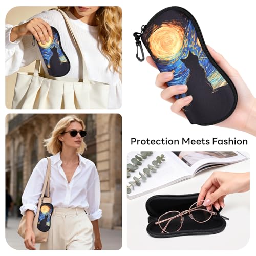 Image of Sunglasses Case with Belt Clip, Ultra Light Neoprene Zipper Soft Padded Glasses Case for Women Men
