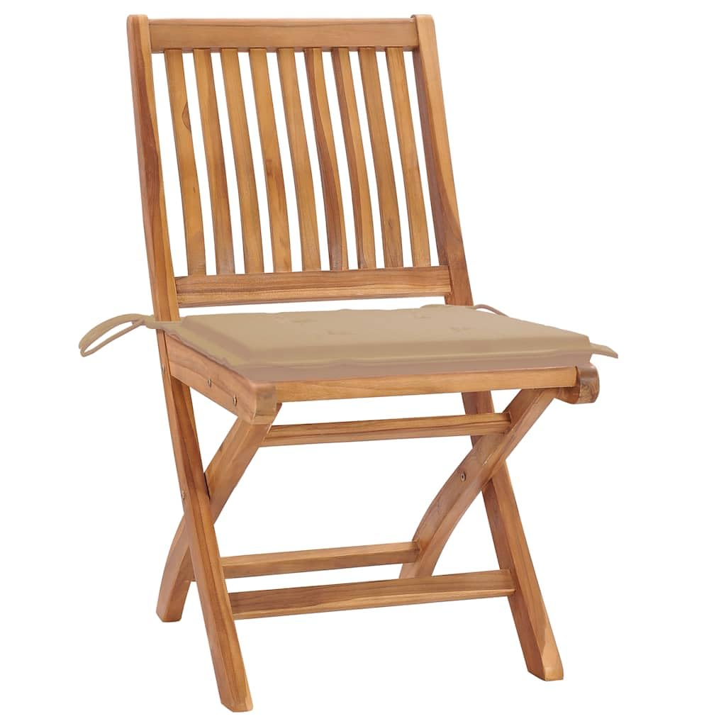 Generico Sedie da Giardino 2 pz con Cuscini Beige in Massello di Teak,Mobili da Giardino,Mobili e sedie da Giardino,Sedie da giardino-3062436