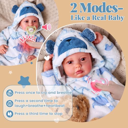 Muñeca Bebé Reborn Interactiva 20 pulgadas miniatura 4