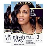 Clairol Nice'n Easy Permanent Hair Dye, 2V Plum Black Hair Color, 3 Count