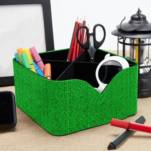 Porte-stylos rectangulaire vert à motif géométrique pour bureau - 8