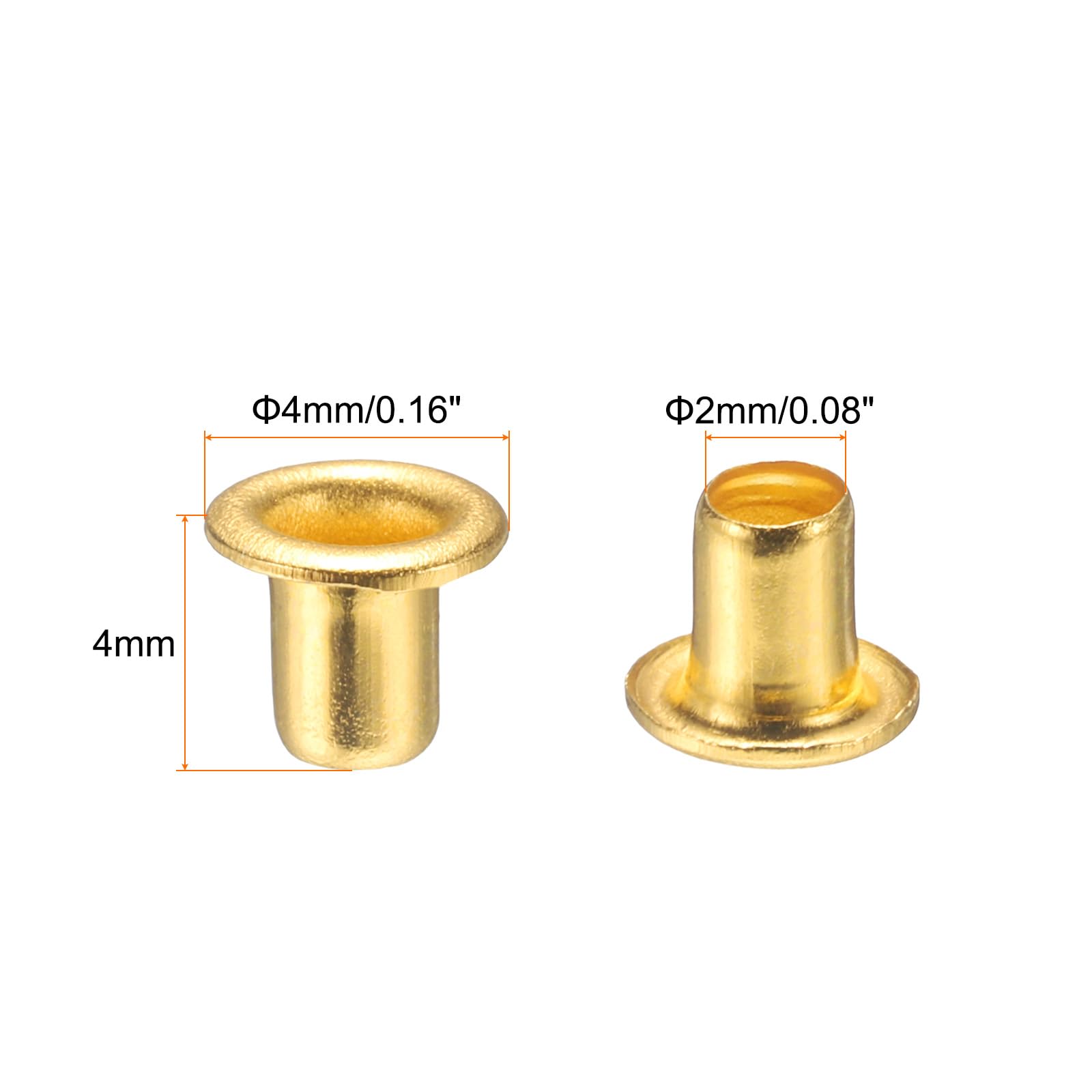 QUARKZMAN 100Pz Occhielli in Metallo Foro 2mm Occhielli per Teloni Piccolo Occhiello per Scarpe Vestiti Cintura Tessuto Borsa Fai da Te Progetto, Oro Tonalità