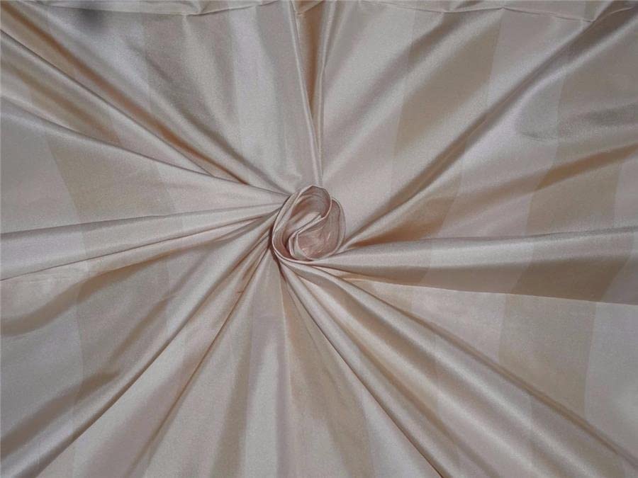 Tissu taffetas de soie rayé crème champagne 137 cm large au mètre TAFS139