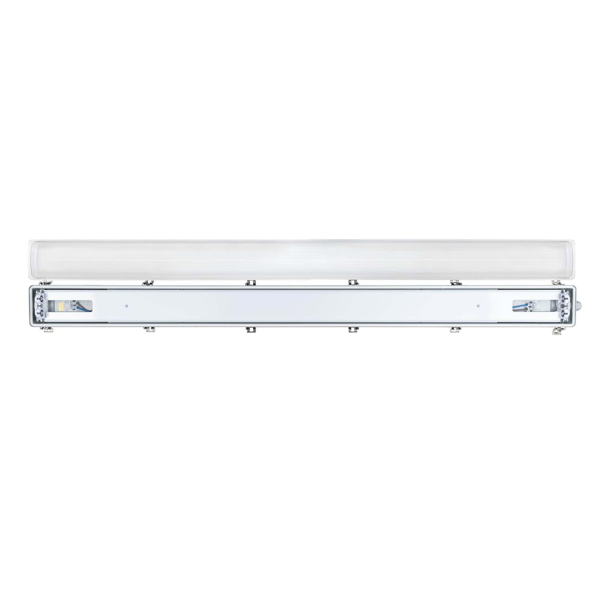 Ledvion - 1 pieza, pantalla estanca, 120cm, IP65, para 2 tubos LED, Tubo No incluido, Impermeable, lámpara de techo para garaje, de bodega