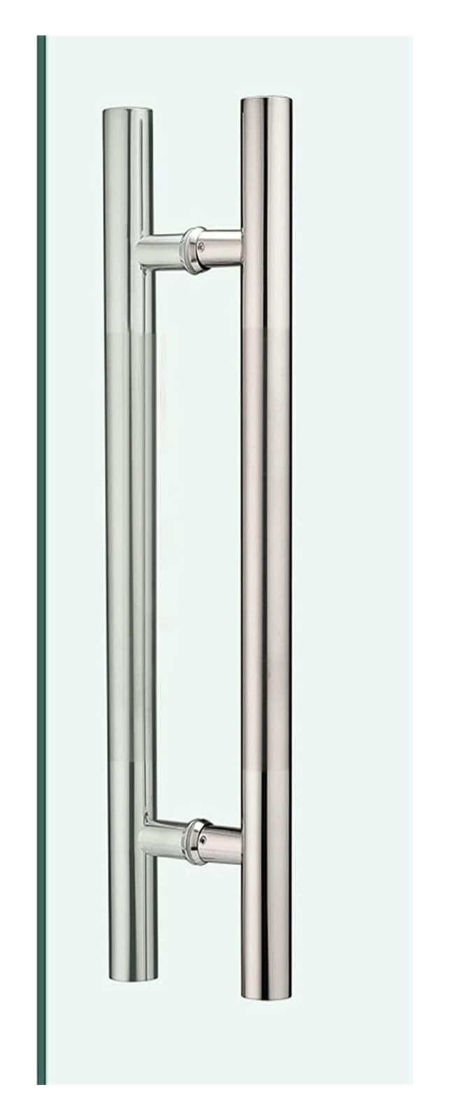 CWCQGH Push Pull Door Handle, Sliding Barn Door Handles, Front Door Handle,Heavy Duty Steel Push Pull Door Handle with Fittings for Shower Glass Sliding Door/Wooden Barn Door,Silver-60cm/24inch