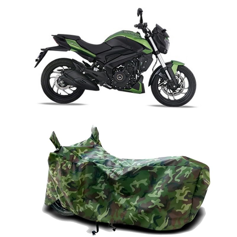 Image of DUFFEL-100% Heat Protection Two Wheeler Bike /Scooty Body Cover for Bajaj Dominar 400 BS6 Water Resistance /UV-Rays /Birds Dropping /Scratchproof /Dust Proof /Waterproof[Green Jungle Print]