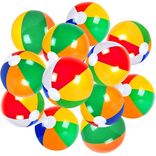 Coopay 12 Pack Inflatable Beach Balls Classic Rainbow Swimming Pool Ball Birthday Beach Party Decoration Summer Water Games Gifts 8 to 12 Inches from Inflated to Deflated Coopay 12 Pack Inflatable Beach Balls Classic Rainbow Swimming Pool Ball Birthday Beach Party Decoration Summer Water Games Gifts 8 to 12 Inches from Inflated to Deflated