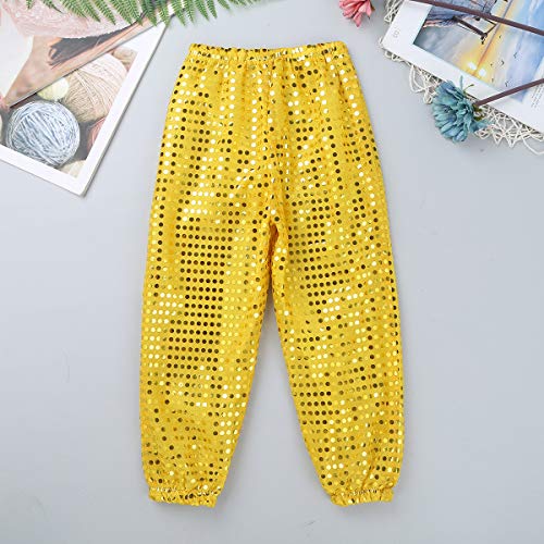 YiZYiF Kids Boys Girls Shiny Sequins Long Harem Pants Dance Trousers for Hip-hop Jazz Dancewear Performance3