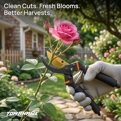 Image of TOMAHAWK TBP200 Bypass Pruner - For Clean Cuts on Green Stems & Branches | 200mm Length, 16mm Max Cutting Diameter | TBP200 | Titanium Blade, Double Cushion Grip, Extra Sharp Blades