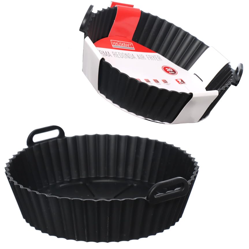 Haüskraft -Forma redonda de silicone para Air fryer preta 20 cm