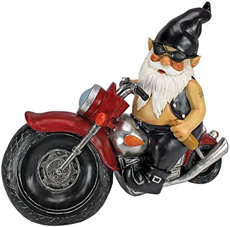 Design Toscano QM7512103 Axle Grease The Biker Garden Gnome Motorcycle Statue, full color