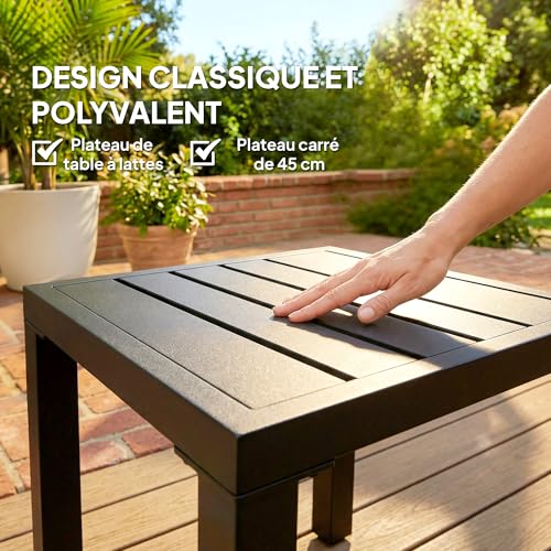 Table Jardin Carrée Métal Noir 45 cm, Outsunny 84G-947V00BK