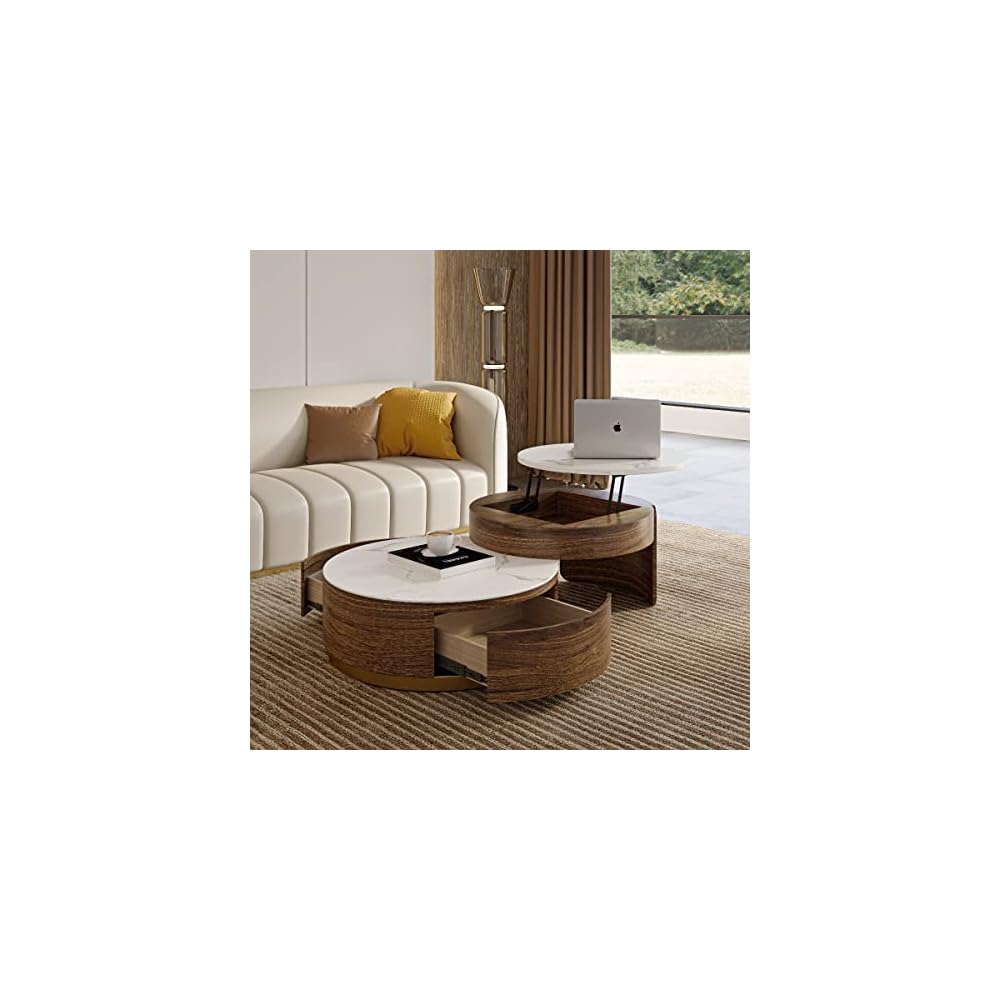 Buy LiftTop Round Coffee Table for Living Room, Modern Retractable