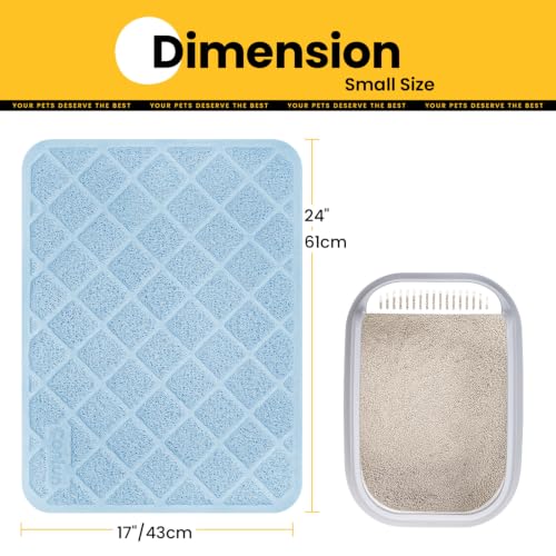 Image of Conlun Cat Litter Mat Litter Trapping Mat, Premium Durable PVC Grid Mesh with Scatter Control, Non-Slip, Less Waste Cat Litter Box Mat, Soft on Kitty's Paws, Urine Waterproof, 24 inch x 17 inch Light Blue