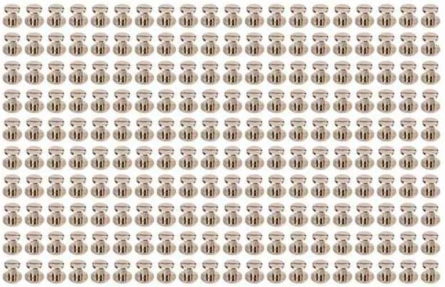 200 Sets Book Binding Screw Brass Round Flat Head Metal Chicago Binding Screws DIY Leather Rivet Screws 9x6.5mm Brass - (Color: Silver)