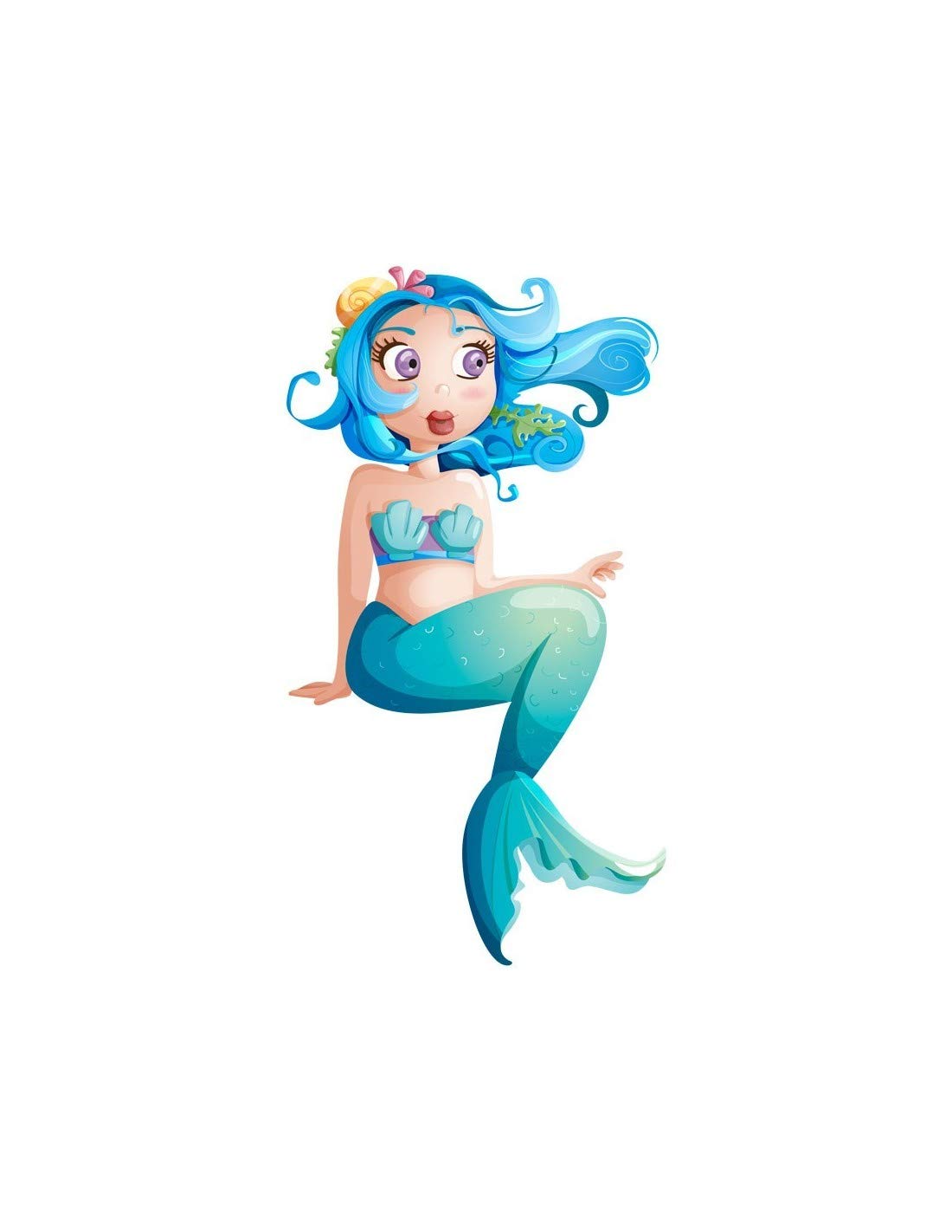 Sticker sirène Océane 65 x 120 cm autocollant mural chambre fille