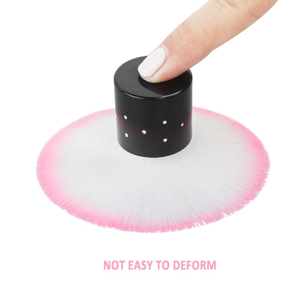 4 pezzi di spazzole per unghie Kabuki per rimuovere la polvere da manicure, polvere per unghie morbida Rosa e viola, fibra artificiale
