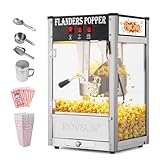 ROVSUN Popcorn Machine Movie Theater Style with 8 Ounce Kettle Makes Up to 32 Cups, Countertop Popcorn Maker Commercial Popcorn Machine w/Stainless Steel Scoop, Oil Spoon & 3 Popcorn Cups, Black
