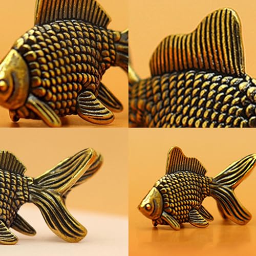 Figura de pez dorado de bronce retro para decoración miniatura 7