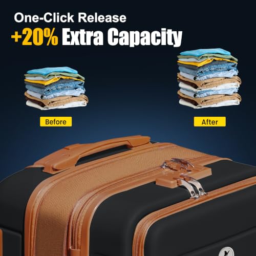 Image of Keytang Classic Light Weight Hardside Expandable Spinner Wheels Luggage Suitcase W /TSA Lock,3 Piece Set,Black Brown