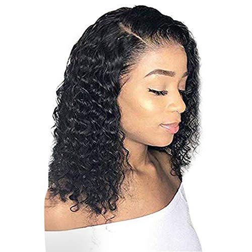 m·kvfa Natural Wave Lace Wigs Brazilian Human Hair Short Curly Wavy Lace Front Wigs Fiber Short Curly Hair Black Human Hair Wigs for Black Women