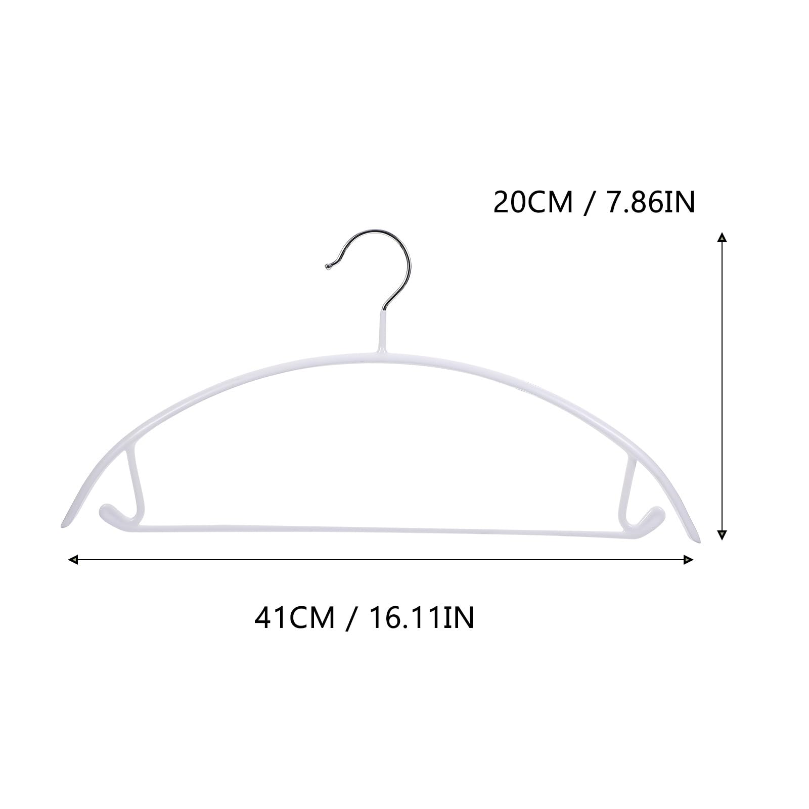 10 Perchas de PVC Recubrimiento Antideslizante para Ropa, Resistentes hasta 8kg, Diseño Semicircular, Ideales para Dormitorios y Armarios Blancos
