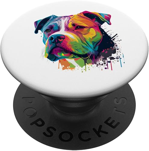 Colorido Bulldog americano American Bully para hombres y mujeres PopSockets intercambiables PopGrip