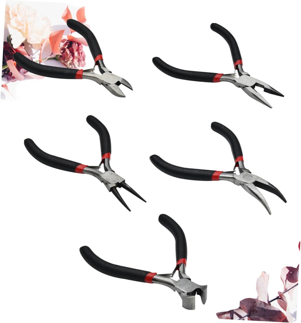 Mini Jewelry Pliers Set Black Metal for Jewelry Crafters, 5pcs