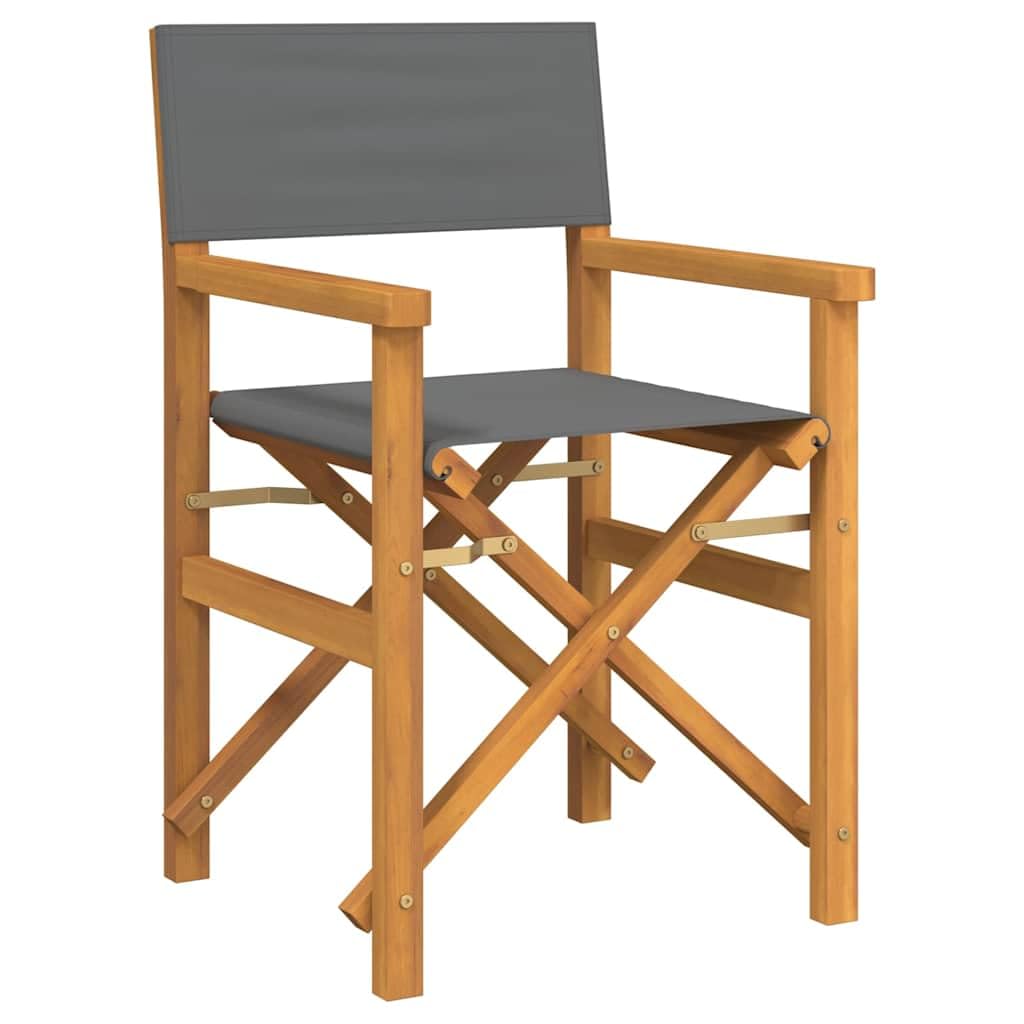 vidaXL Regiestühle 2 STK. Klappbar Grau Massivholz Teak, klappbarer Regiestuhl, Camping-Regiestuhl, Klappstuhl, Outdoor-Regiestuhl, Garten-Regiestuhl