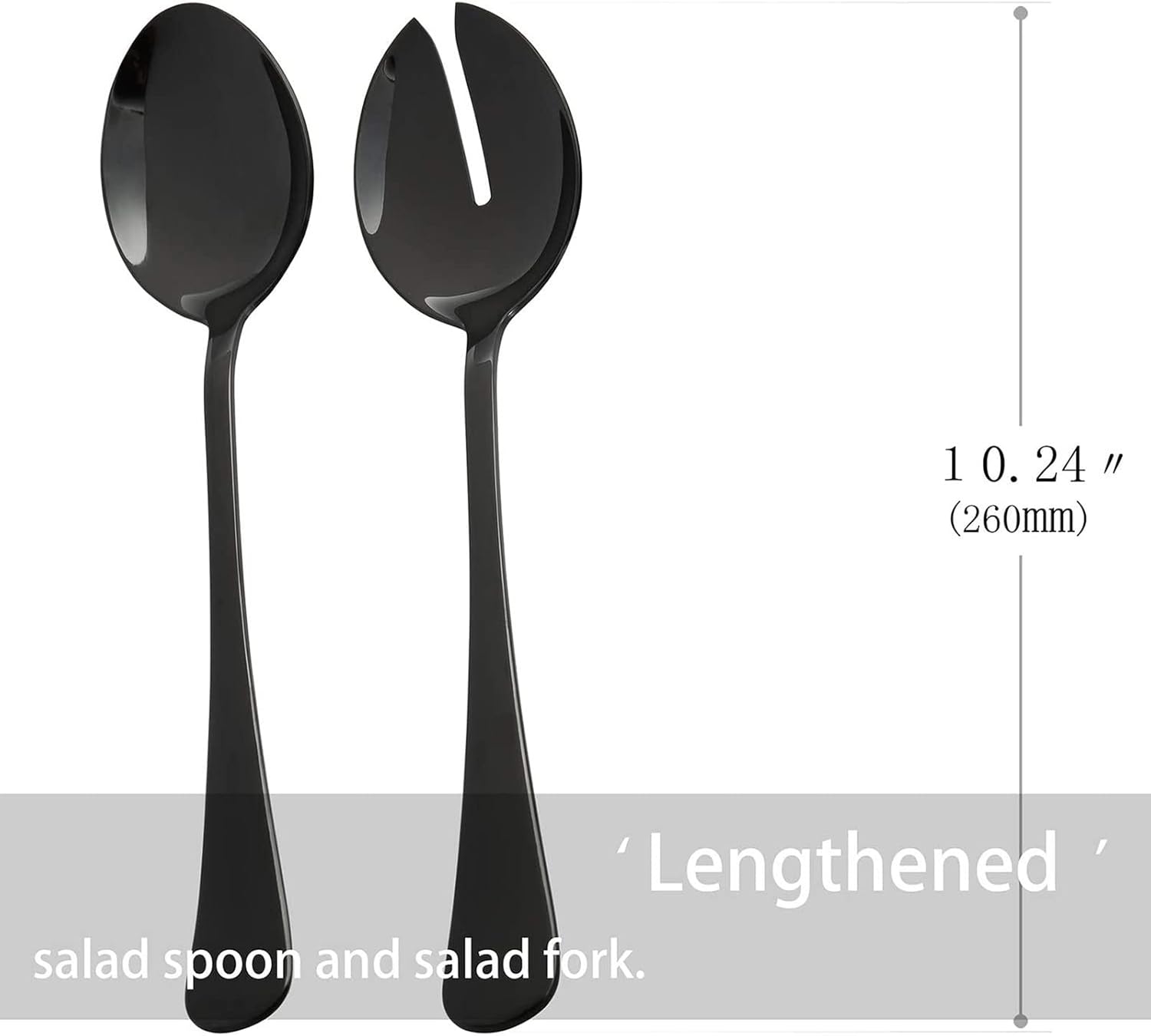 Black Serving utensils set. Stainless Steel Hostess Flatware Sets 7-Piece Includes Silverware Large Salad Spoons,Forks,knifes.Dishwasher Safe.