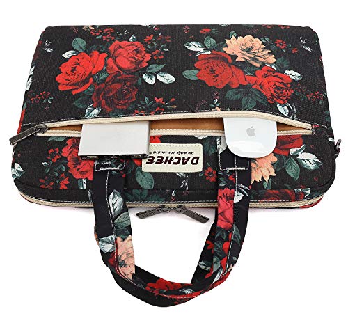 DACHEE Big Red Rose Pattern Waterproof Laptop Shoulder Messenger Bag Case Sleeve for 12 inch 13 inch Laptop and 11/12/13.3 inch - Thumbnail 5