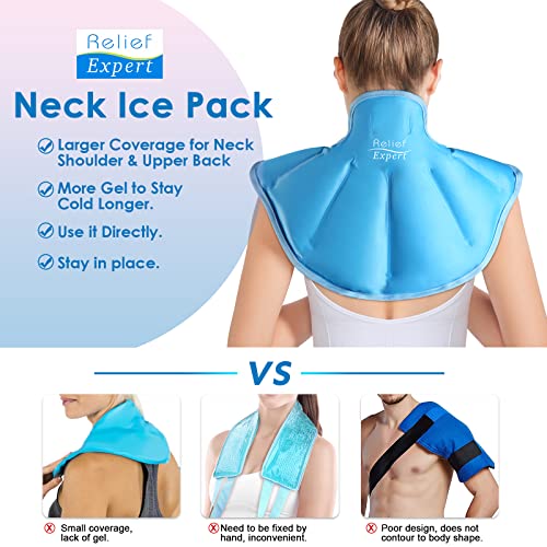 Relief Expert Neck Ice Pack Wrap, Ice Pack for Neck and Shoulder Injuries Reusable Neck Cold Pack for Shoulders and Upper Back Pain Relief