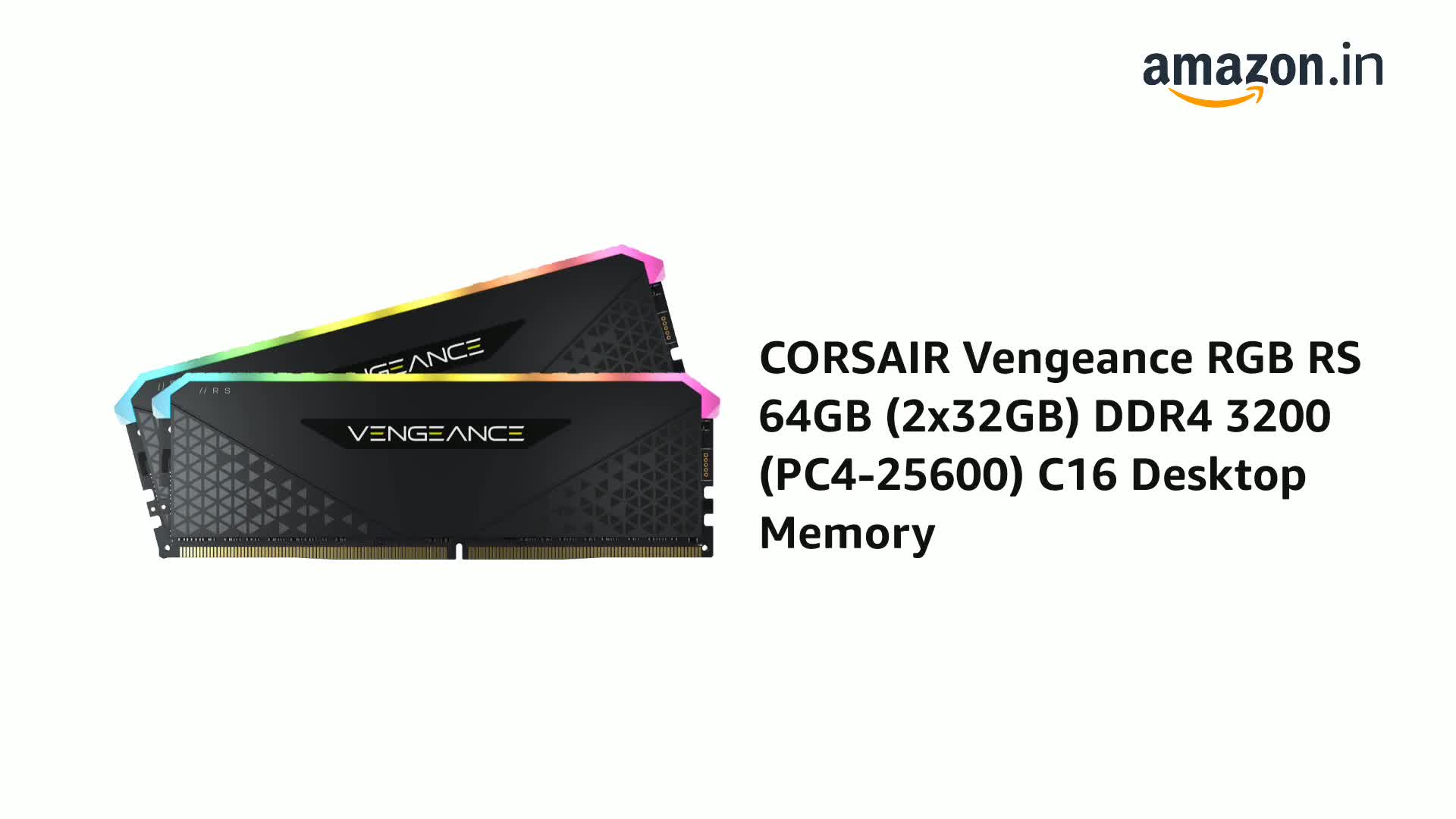 CORSAIR PCメモリ DDR4 64GB（2x32GB） 3200MHz Amazon.in: Buy Corsair Vengeance RGB RS 64GB (2x32GB) DDR4