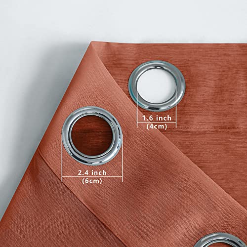 Burnt Orange Terracotta Sheer Curtains 45 Inch Length For Kitchen Bathroom Window Set 2 Panels Grommet Bohemian Fall Autumn Boho Short Curtains For Small Windows Basement Bedroom 45 Inches Long Rust #TOP4