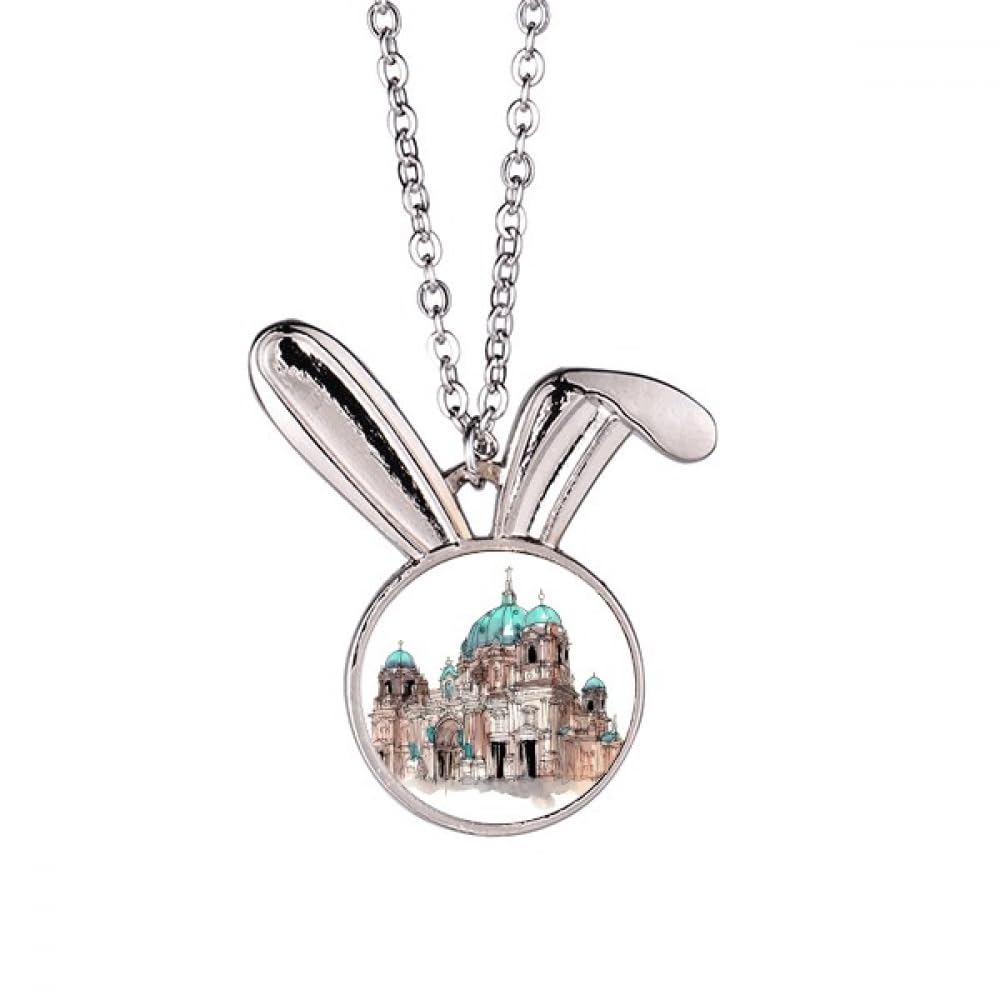 Collier lapin Cathédrale de Berlin, bijou hypoallergénique léger - 5