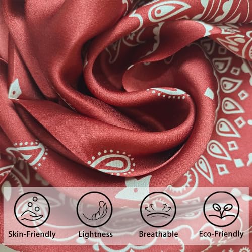 100% Mulberry Silk Neck Scarf, 21"x21" Silk Hair Head Scarf for Women Men, Lightweight Square Silk Scarf Small4