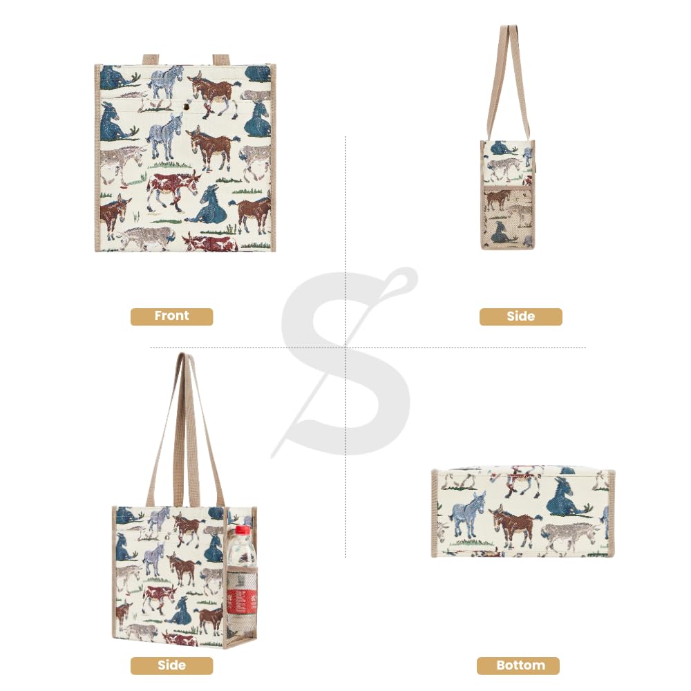 Signare Tapestry Shoulder Bag Shopping Bag for Women (Donkey), 31 x 30 13.5 cm (12.2 11.8 5.3 inch) - Image 2