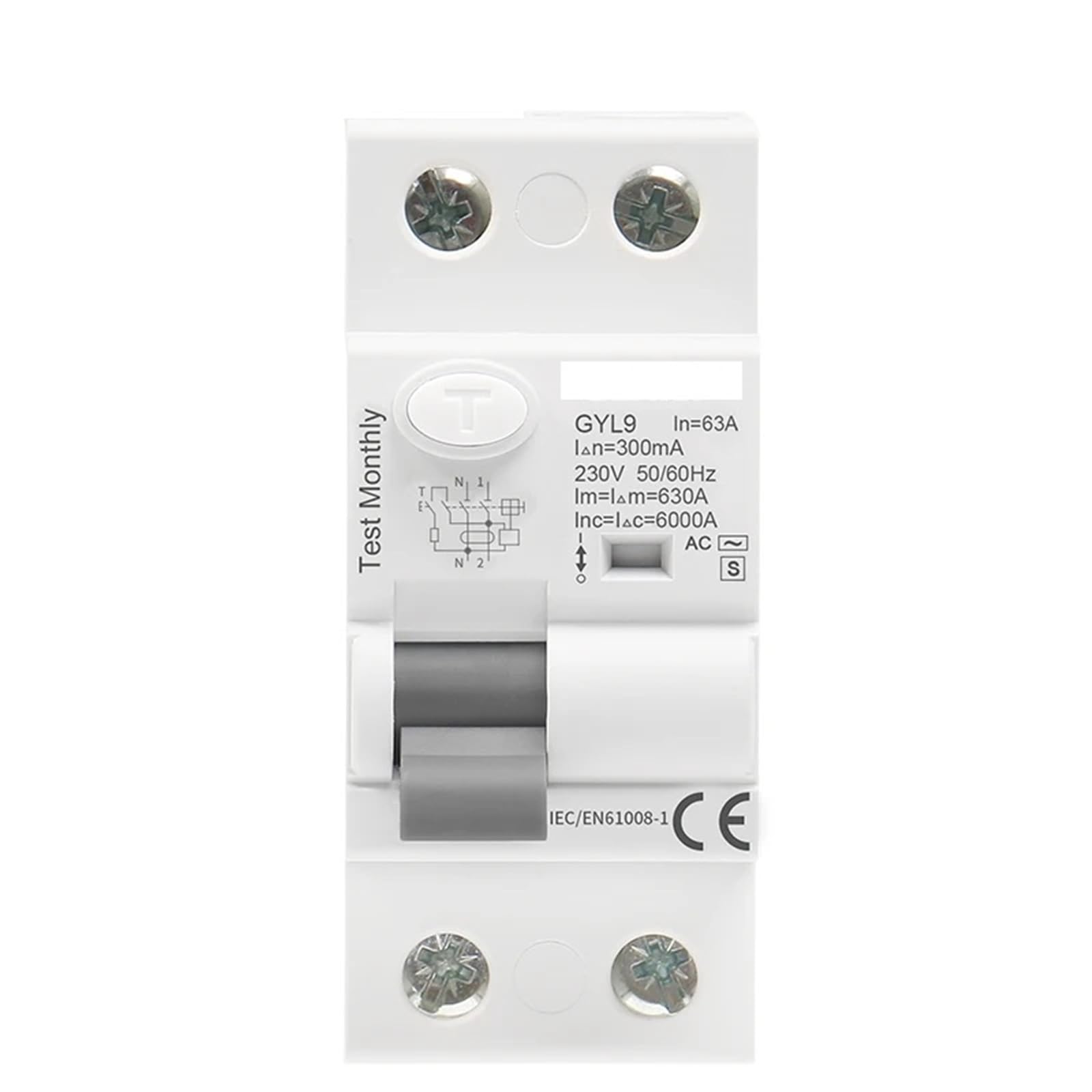 RCD AC-S Type temporisé GYL9 pour retarder le déclenchement électromagnétique 4P 63A 100mA