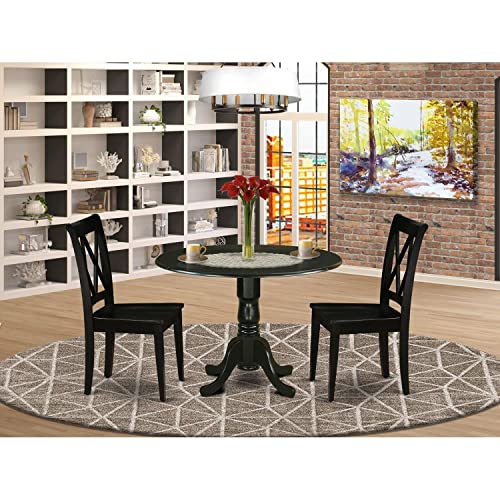 3Pc Round 42 Inch Dining Room Table With Two 9-Inch Drop Leaves And 2 Wood Seat Dining Chairs 6 3Pc Round 42 Inch Dining Room Table With Two 9-Inch Drop Leaves And 2 Wood Seat Dining Chairs - Image 6
