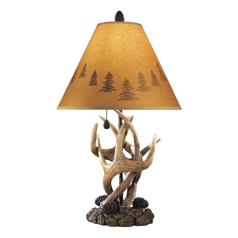 Ashley Furniture Signature Design - Derek Antler Table Lamps - Mountain Style Shades - Set of 2 - Natural Finish