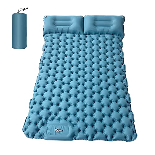 Zwbfu Lit en mousse pour campar, matelas pour 2 personnes avec oreiller d'air, matelas d'air portable, coussin de sommeil, imperméable pour les passagers