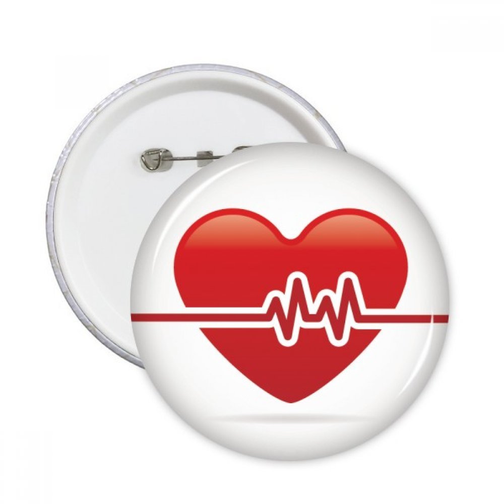 Badge bouton rond électrocardiogramme cœur S multicolore à épingle - 3